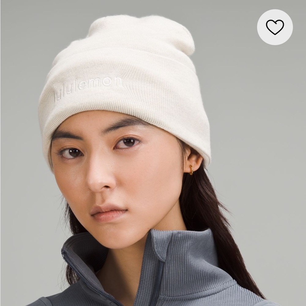 NWT- Lululemon- Unisex- Warm Revelation Beanie- Wordmark- Heathered Bone